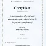 Certyfikat Instrumentarium Tomasz Małecki